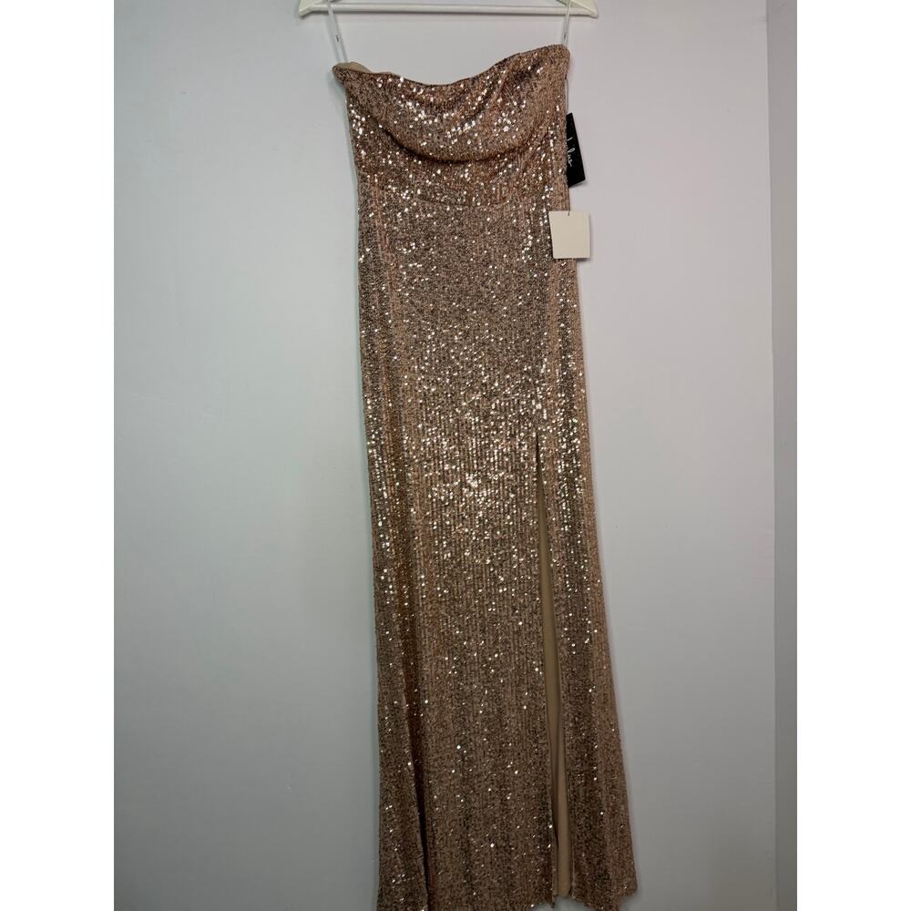 Lulus Lavish Lover Rose Gold Strapless Sequin Maxi Dress Size Medium $118 - Picture 2 of 9